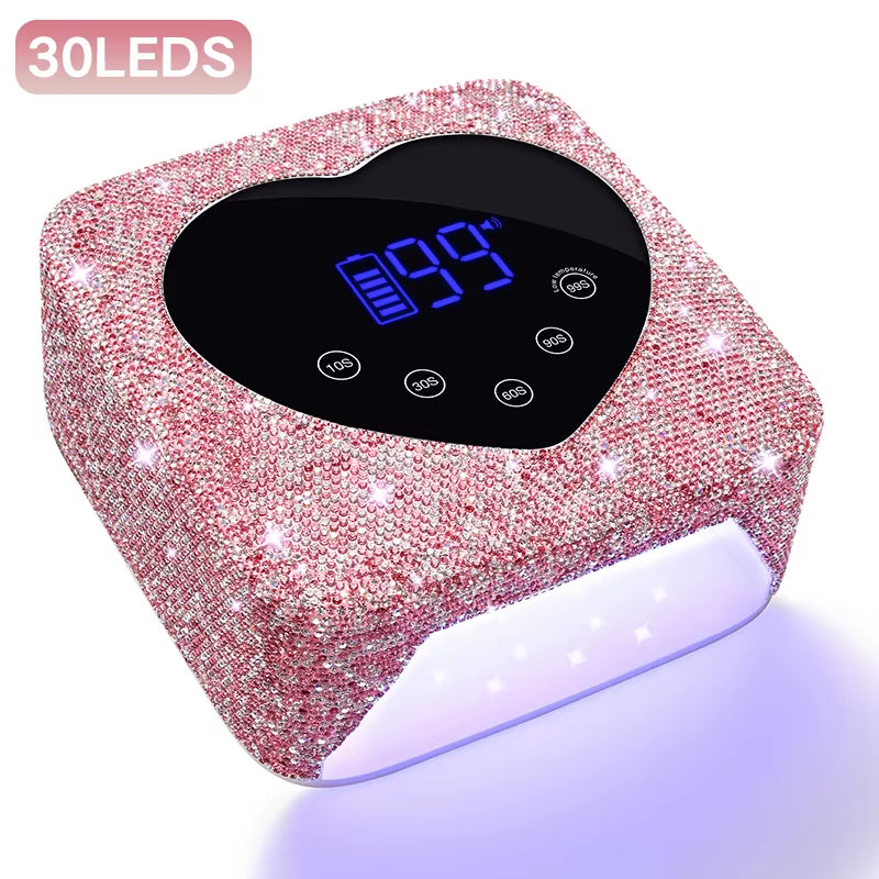 Rechargeable 72W UV LED Nail Lamp for Nails 30LEDS Wireless Gel Polish Curing Lamp with Large Screen Professional Nail Equipment