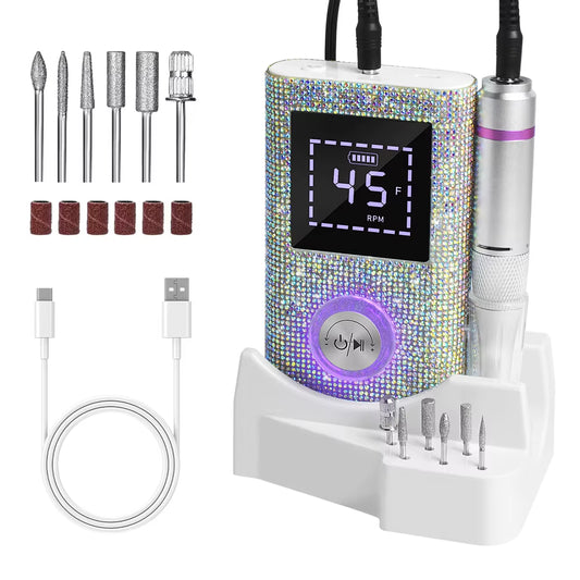 45000RPM Professional Rechargeable Nail Drill Machine for Nails Electric File HD Display Metal Manicure Pen Nail Lathe Sander