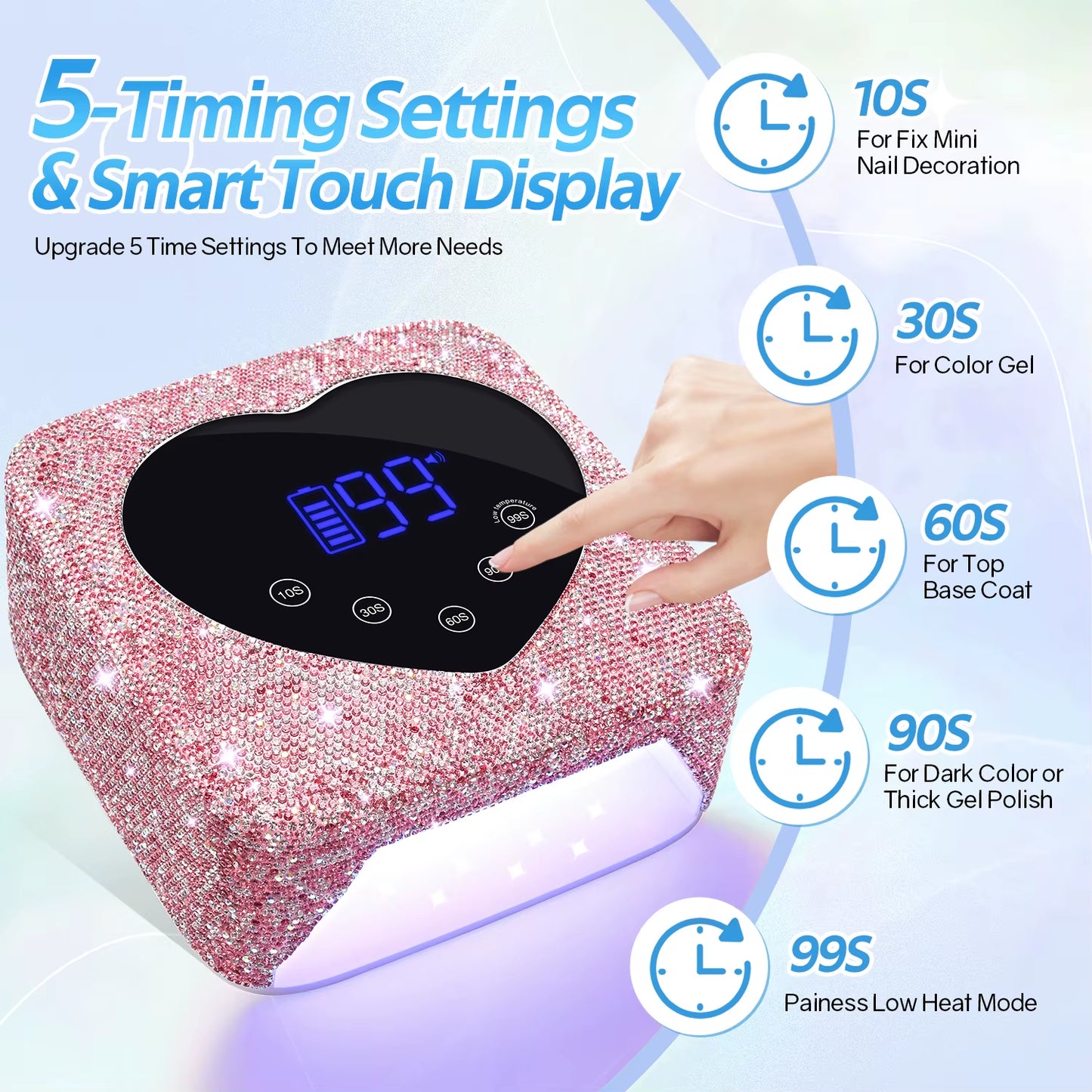 Rechargeable 72W UV LED Nail Lamp for Nails 30LEDS Wireless Gel Polish Curing Lamp with Large Screen Professional Nail Equipment