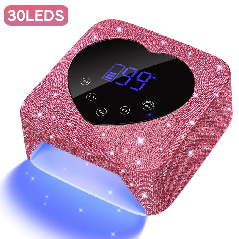 Rechargeable 72W UV LED Nail Lamp for Nails 30LEDS Wireless Gel Polish Curing Lamp with Large Screen Professional Nail Equipment