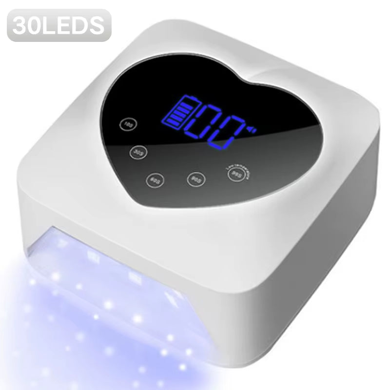 Rechargeable 72W UV LED Nail Lamp for Nails 30LEDS Wireless Gel Polish Curing Lamp with Large Screen Professional Nail Equipment