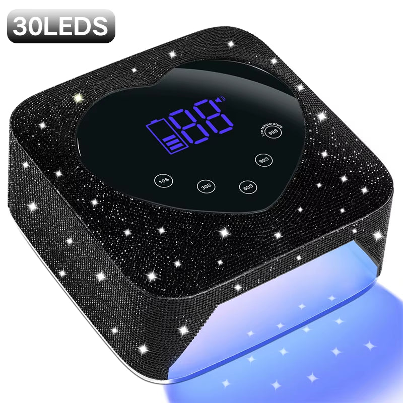 Rechargeable 72W UV LED Nail Lamp for Nails 30LEDS Wireless Gel Polish Curing Lamp with Large Screen Professional Nail Equipment