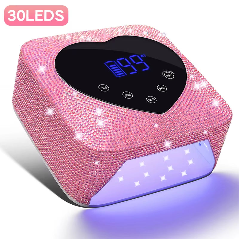 Rechargeable 72W UV LED Nail Lamp for Nails 30LEDS Wireless Gel Polish Curing Lamp with Large Screen Professional Nail Equipment