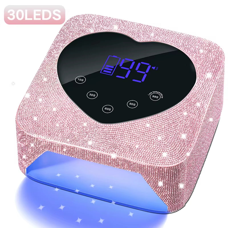 Rechargeable 72W UV LED Nail Lamp for Nails 30LEDS Wireless Gel Polish Curing Lamp with Large Screen Professional Nail Equipment