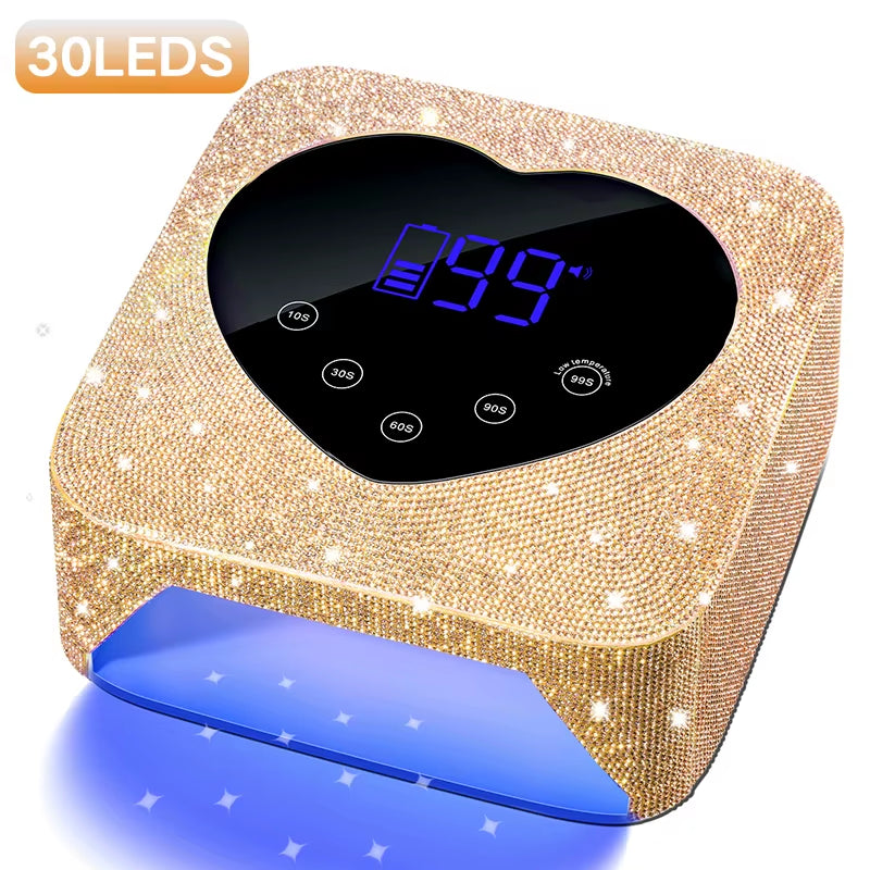 Rechargeable 72W UV LED Nail Lamp for Nails 30LEDS Wireless Gel Polish Curing Lamp with Large Screen Professional Nail Equipment